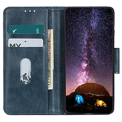 Etui en cuir fendu texture crazy horse, antichocs avec support pour votre Samsung Galaxy S23 Ultra 5G - bleu