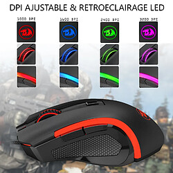 Avis Souris Gamer Redragon NOTHOSAUR (M606) 6 boutons, 3200 DPI, optique, filaire USB, rétroéclairage LED