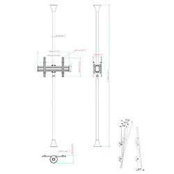 Kimex Support sol-plafond inclinable pour 2 écrans TV back to back 32'' - 75'' - Vesa 600x400 pas cher