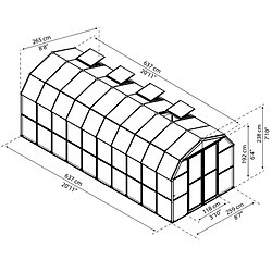 Serre de jardin 8x20 pieds vert - 702495 - PALRAM