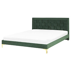 Beliani Lit double en velours vert 160 x 200 cm LIMOUX