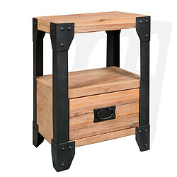 Maison Chic Table de chevet Table de Nuit Meuble de Rangement Bois d'acacia Acier 40 x 30 x 54 cm