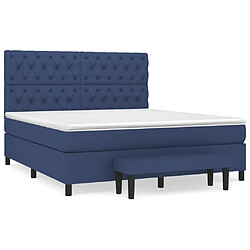 vidaXL Sommier à lattes de lit avec matelas Bleu 160x200 cm Tissu