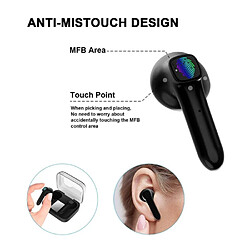 Chrono Écouteur Bluetooth 5.0, Écouteur sans Fil de Lecture Stéréo HD Oreillette sans Fil avec Mic, Touch Control Casque Bluetooth pour iPhone Android Smartphone Tablette(Noir) pas cher