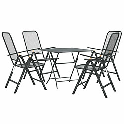 Avis Maison Chic Mobilier à dîner 5 pcs de jardin - Ensemble table et chaises d'extérieur - Salon/Mobilier de jardin classique Maille Métal Anthracite -MN44721