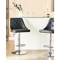 Beliani Tabouret rotatif Set de 2 Cuir PU Noir VANCOUVER