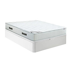 Vente-Unique Ensemble 140 x 190 cm sommier coffre blanc + matelas ressorts ensachés 7 zones mousse à mémoire de forme ép.25cm - IONIA de DREAMEA