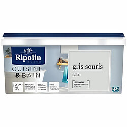 Peinture cuisine et salle de bain satin gris souris 2,5L Ripolin