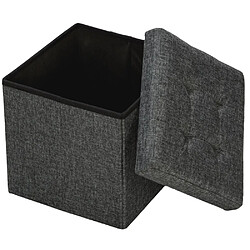 Helloshop26 Pouf coffre de rangement pliable tissu gris foncé 1208016