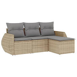 Maison Chic Salon de jardin avec coussins 4 pcs | Ensemble de Table et chaises | Mobilier d'Extérieur beige résine tressée -GKD21024