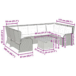 vidaXL Salon de jardin 7 pcs avec coussins Noir Résine tressée pas cher