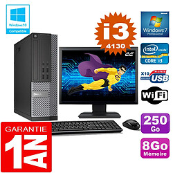 PC DELL 7020 SFF Core I3-4130 Ram 8Go Disque 250 Go Wifi W7 Ecran 22" - Occasion