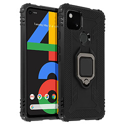 Avizar Coque Google Pixel 4A Flexible Antichoc Bague Métallique Support Vidéo Noir