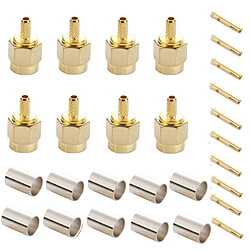 Wewoo Adaptateur de connecteur mâle RF or à broches à sertir RP-SMA plaqué 10 PCS