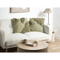 Beliani Lot de 2 coussins SOURWOOD Coton 45 x 45 cm Unicolore Vert clair