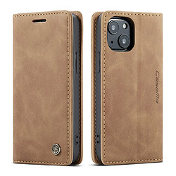 Caseme Etui en PU + TPU auto-absorbé avec support marron pour votre Apple iPhone 13 mini 5.4 pouces