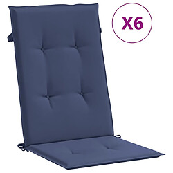 vidaXL Coussins de chaise à dossier haut lot de 6 bleu marine tissu