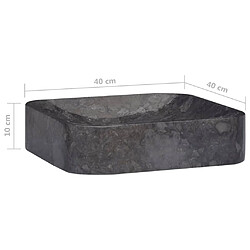 vidaXL Lavabo Noir 40x40x10 cm Marbre pas cher