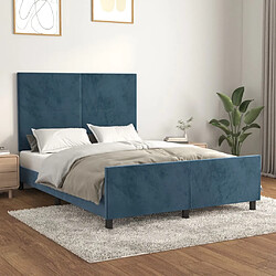 vidaXL Cadre de lit sans matelas bleu foncé 140x190 cm velours