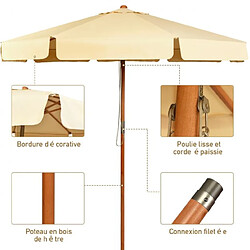 Avis Helloshop26 Parasol inclinable diamètre 300cm avec manivelle anti-uv protection solaire toile polyester imperméable beige 20_0009027