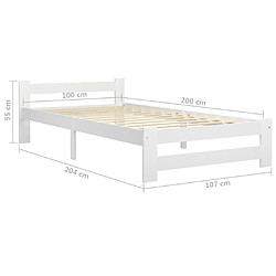 vidaXL Cadre de lit sans matelas blanc bois de pin massif 100x200 cm pas cher