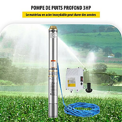 Pompe à Eau De Puits Profond Submersible Immergée Câble 20m 2.2kw 2200 W Max.14000l/h Profondeur 72m pour irrigation alimentation drainage des eaux