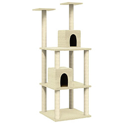 Helloshop26 Arbre à chat meuble tour grimper jouet grattage grattoir escalade plateforme avec griffoirs en sisal 141 cm crème 02_0022473