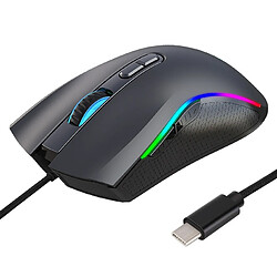 Wewoo Souris sans fil HXSJ A869 Type-C 7200 dpi 6 modes réglable 7 touches RVB filaire légère