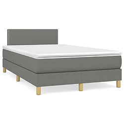 Maison Chic Lit adulte- Lit + matelas,Sommier à lattes de lit avec matelas gris foncé 120x190cm tissu -GKD30887