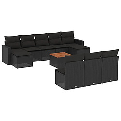 Maison Chic Salon de jardin 11 pcs avec coussins | Ensemble de Table et chaises | Mobilier d'Extérieur noir résine tressée -GKD73982