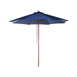 Beliani Parasol de jardin en bois avec toile bleu marine d 270 cm TOSCANA