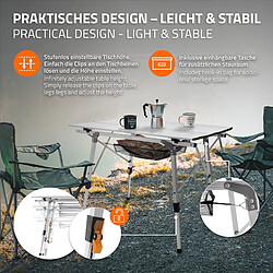 Avis ML-Design Table de Camping Pliante Argent, 90x51,5 cm, Aluminium, Hauteur Réglable 46-66,5 cm, Plateau de Table Enroulable Jardin/Balcon, Table de Voyage Multifonctions, Charge 30kg, Sac de Transport