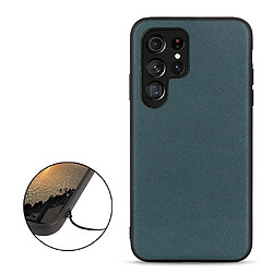 Coque en cuir véritable vert pour votre Samsung Galaxy S22 Ultra