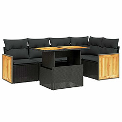 Maison Chic Ensemble Tables et chaises d'extérieur 6pcs avec coussins,Salon de jardin noir résine tressée -GKD639166