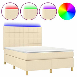 Sommier à lattes,Cadre à lattes de lit et matelas et LED pour Adulte Crème 140x190cm Tissu -MN38109