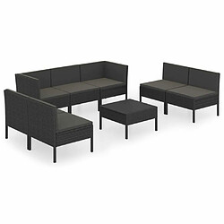 Maison Chic Salon de jardin 8 pcs + coussins - Mobilier/Meubles de jardin - Table et chaises d'extérieur Résine tressée Noir -MN50681