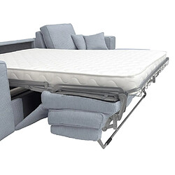 Vente-Unique Canapé d'angle droit convertible express en velours côtelé gris clair - Couchage 140 cm - Matelas 14 cm AMELIA II pas cher