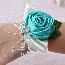 Wewoo Mariée à la main rose et vert poignet fleur boutonnière Bouquet Corsage diamant Satin fleurs