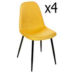 Pegane Lot de 4 chaises en jaune et pieds métal noir - L45 cm