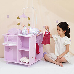 Olivia'S Little World Table à langer poupon poupée Twinkle Stars Princess rangement bois jeu TD-0203AP pas cher