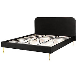 Acheter Beliani Lit double en velours noir 180 x 200 cm FLAYAT