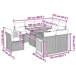 Acheter vidaXL Salon de jardin avec coussins 9 pcs beige résine tressée acacia