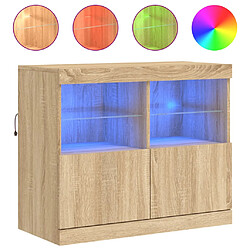 vidaXL Buffet avec lumières LED chêne sonoma 81x37x67 cm