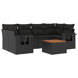 Maison Chic Salon de jardin 7 pcs avec coussins | Ensemble de Table et chaises | Mobilier d'Extérieur noir résine tressée -GKD25450