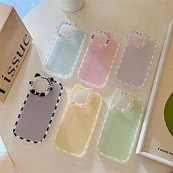 GUPBOO Étui pour iPhone13Pro Étui de téléphone portable créatif à carreaux de couleur unie simple Hello Kitty doux