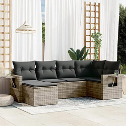 Maison Chic Salon de jardin 6 pcs avec coussins | Ensemble de Table et chaises | Mobilier d'Extérieur gris résine tressée -GKD49557