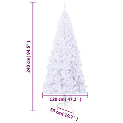 vidaXL Sapin de Noël artificiel L 240 cm Blanc pas cher