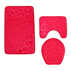 Avis Ensemble de salle de bains 3 tapis de bain tapis antidérapant tapis contour couvercle de toilette couvercle rose