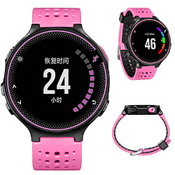 Bracelet en silicone trous ronds bicolores rose/noir pour votre Garmin Forerunner 220/230/235/620/630