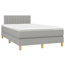 Avis Maison Chic Lit adulte- Lit + matelas + LED,Sommier à lattes de lit matelas LED gris clair 120x190 cm tissu -GKD99731